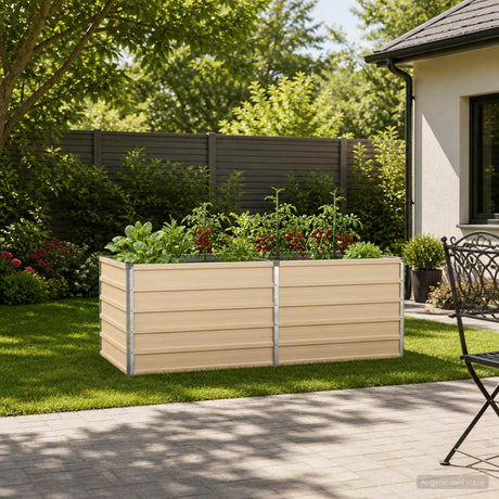 Vidaxl verhoogd tuinbed ivoor 160 x 80 x 55 cm koudgewalst staal