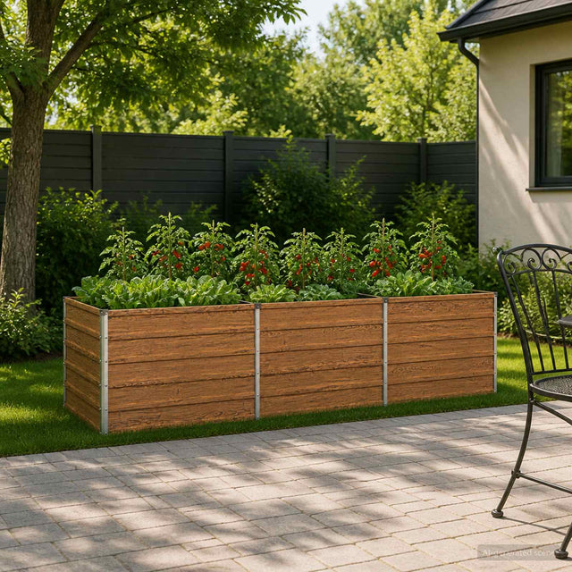 Vidaxl verhoogd tuinbed houtbruin 240 x 80 x 55 cm koudgewalst staal