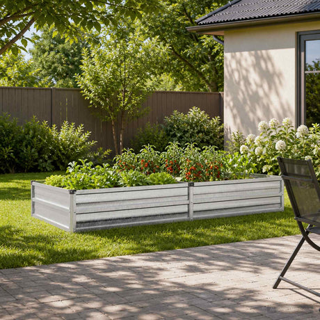 Vidaxl verhoogd tuinbed zilverkleurig 160 x 80 x 24 cm gegalvaniseerd