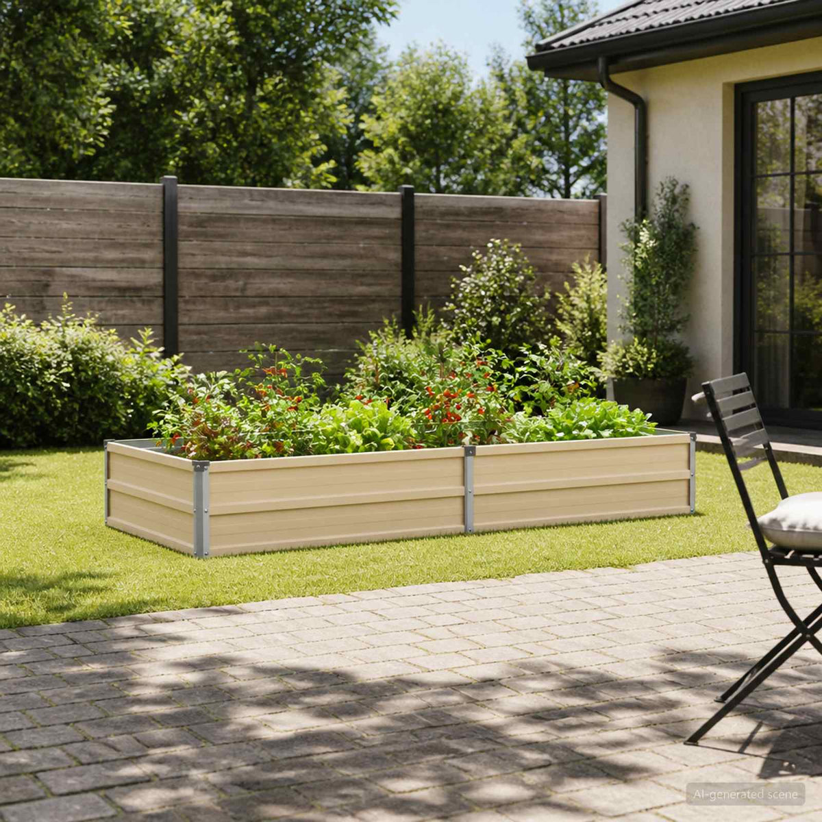 Vidaxl verhoogd tuinbed ivoor 160 x 80 x 24 cm koudgewalst staal