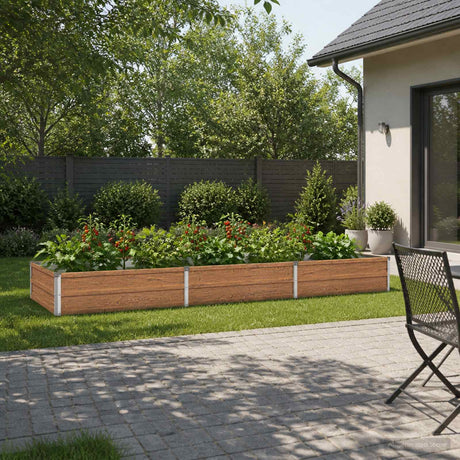 Vidaxl verhoogd tuinbed houtbruin 240 x 80 x 24 cm koudgewalst staal