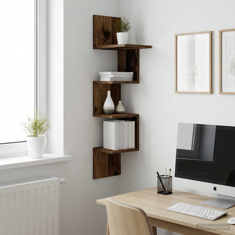 Vidaxl wandplank muurmontage oud hout 32 x 21 x 107 cm bewerkt hout