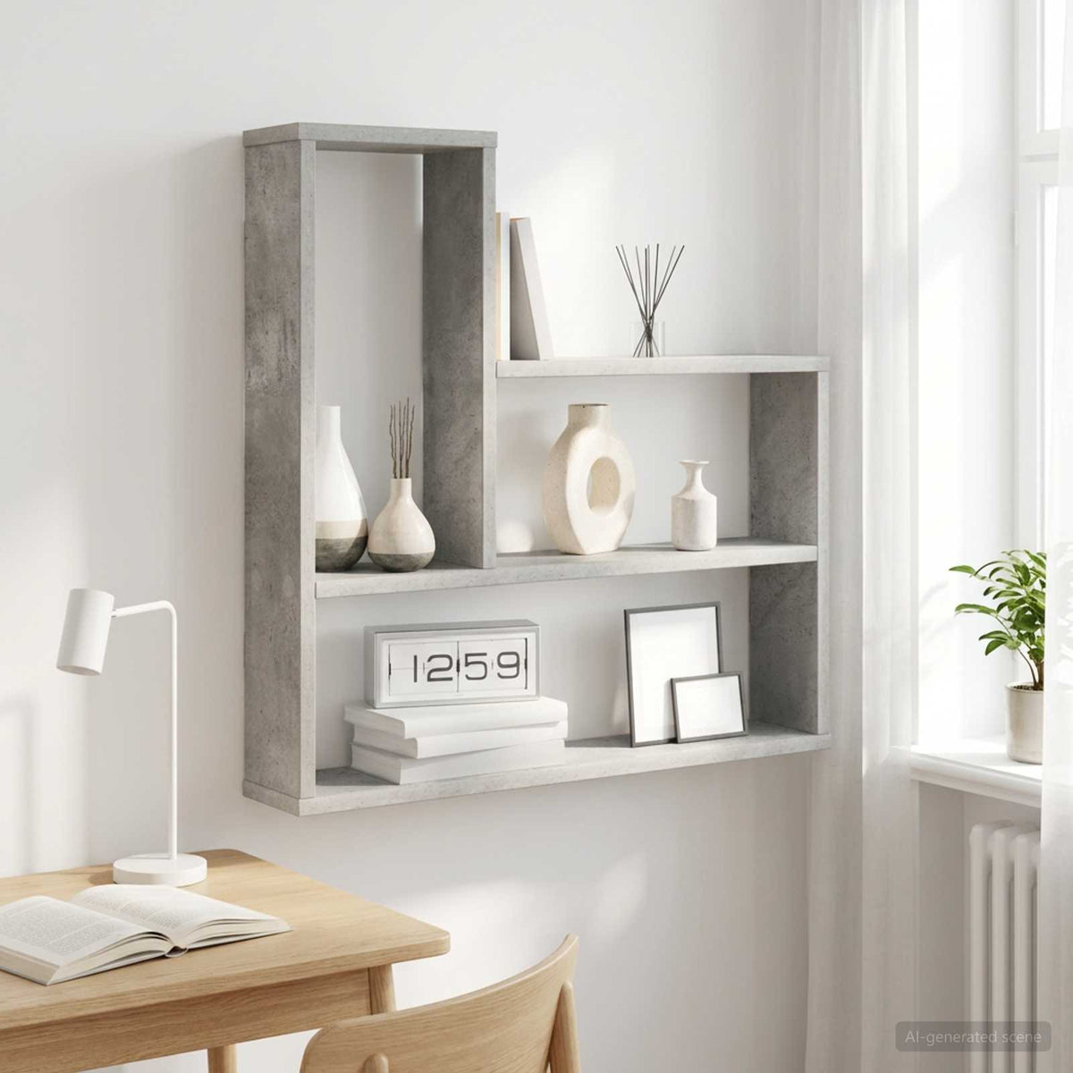 Vidaxl wandplank betongrijs 60 x 11 x 60 cm bewerkt hout