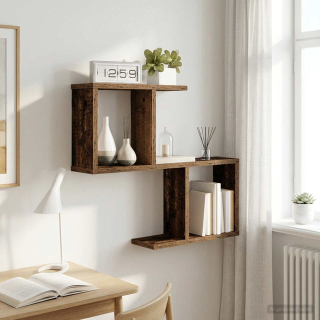 Vidaxl wandplank oud hout 60 x 12 x 50,5 cm bewerkt hout