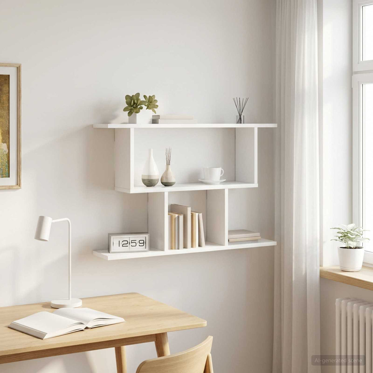 Vidaxl wandplank wit 80 x 15 x 50,5 cm bewerkt hout