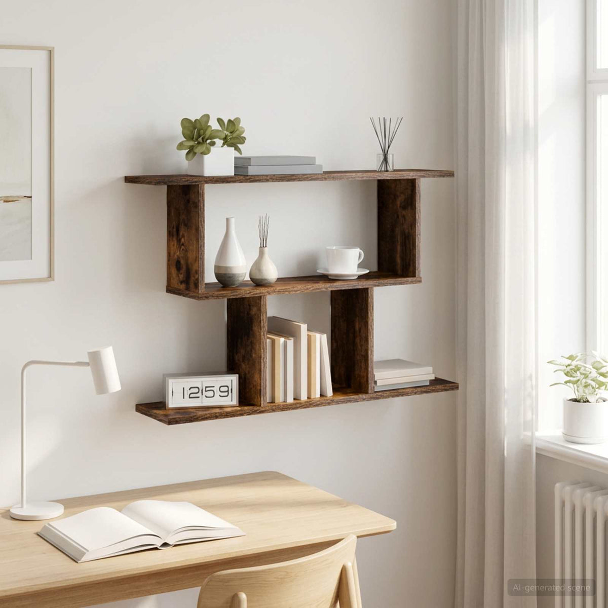 Vidaxl wandplank gerookt eiken 80 x 15 x 50,5 cm bewerkt hout