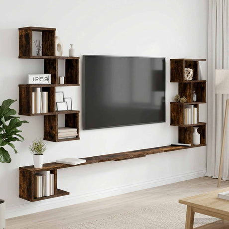 Vidaxl vaste tv plank gerookt eiken 180 x 15 x 94 cm bewerkt hout