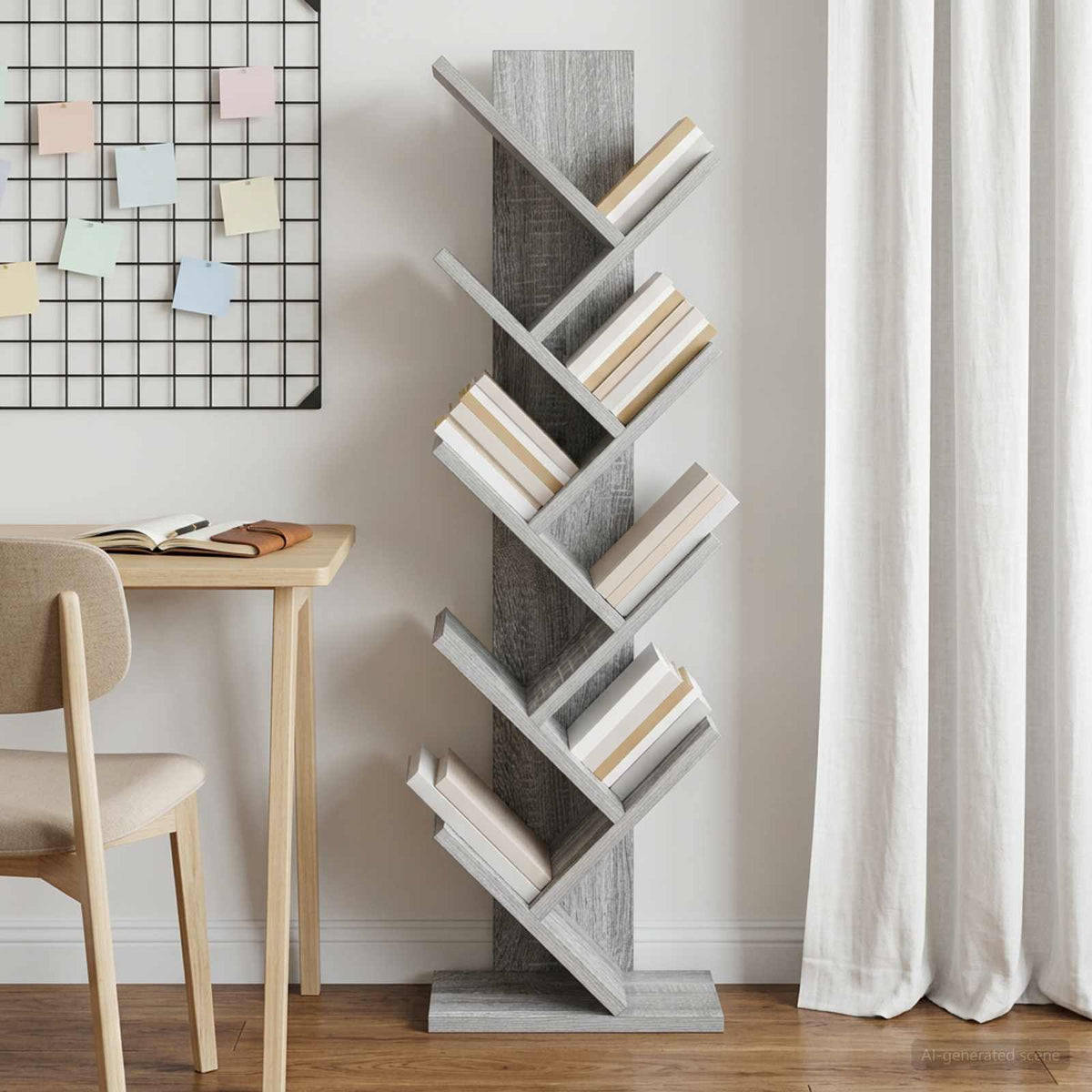 Vidaxl boom boekenplank 6-tier 30 x 18 x 100 cm bewerkt hout