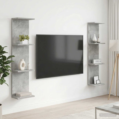 Vidaxl wandplank 2 st betongrijs 25 x 15 x 100 cm