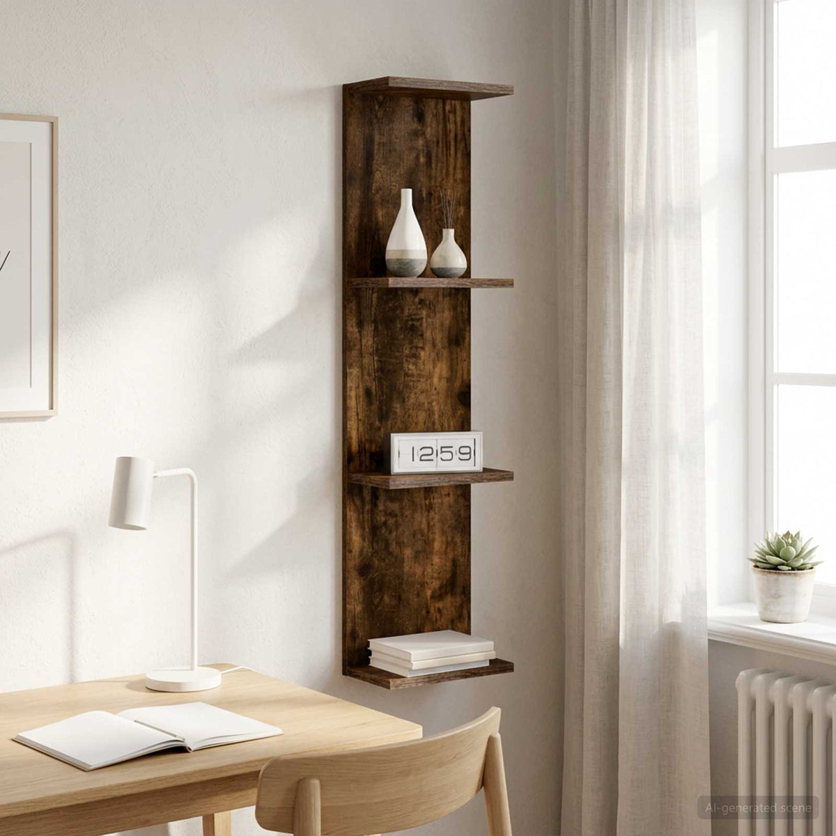 Vidaxl wandplank gerookt eiken 25 x 15 x 100 cm bewerkt hout