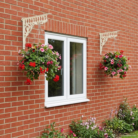 Vidaxl wandplank beugels 2 st antiek wit 27,5 x 23 x 4 cm staal