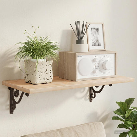 Vidaxl wandplank beugels 2 st antiek bruin 12 x 14 x 3 cm staal