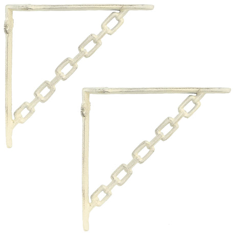 Vidaxl wandplank beugels 2 st antiek wit 21 x 21 x 3,5 cm staal