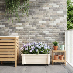Vidaxl calypso plantenbak met wielen pp wit