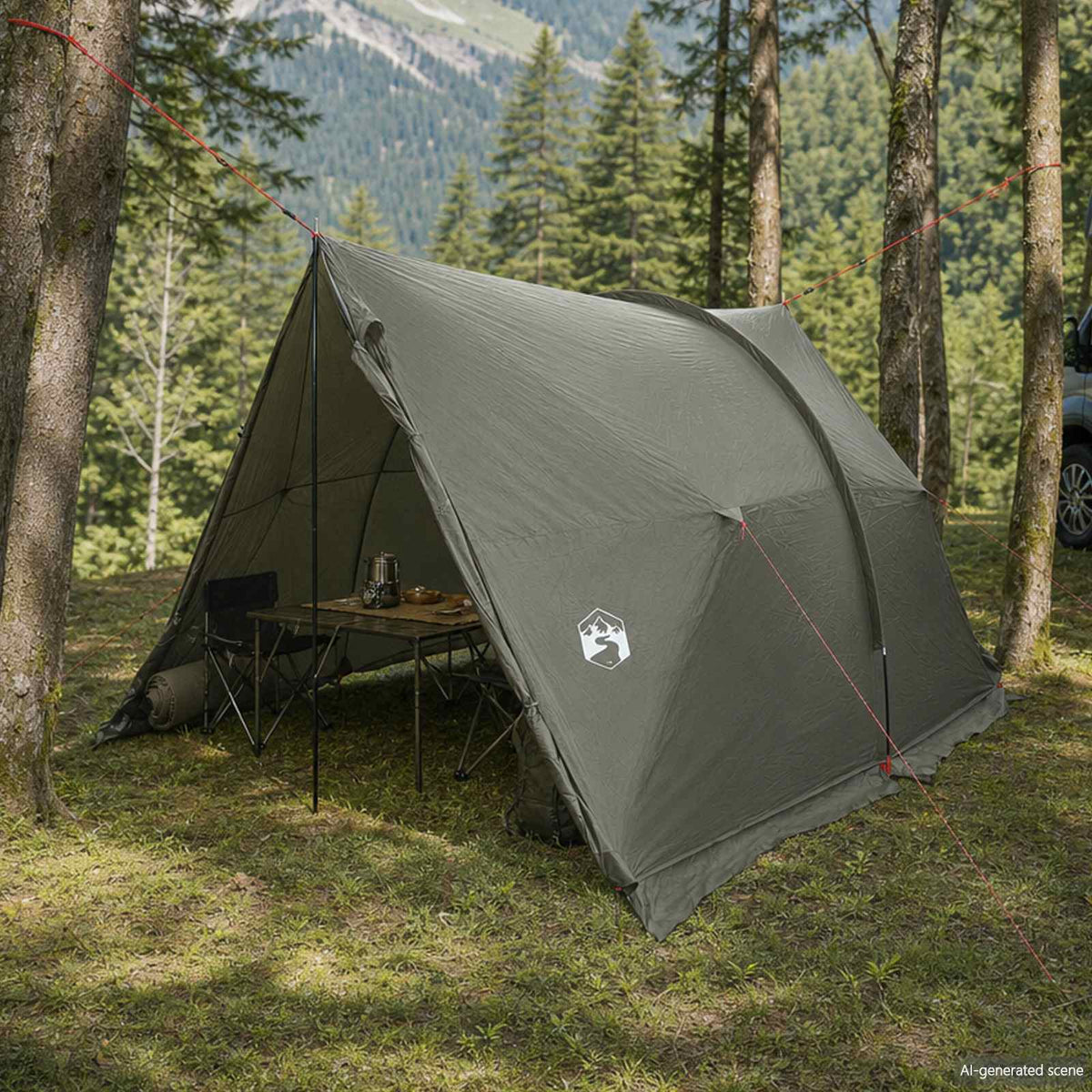 Vidaxl waterdichte tent legergroen 185t polyester met pu coating