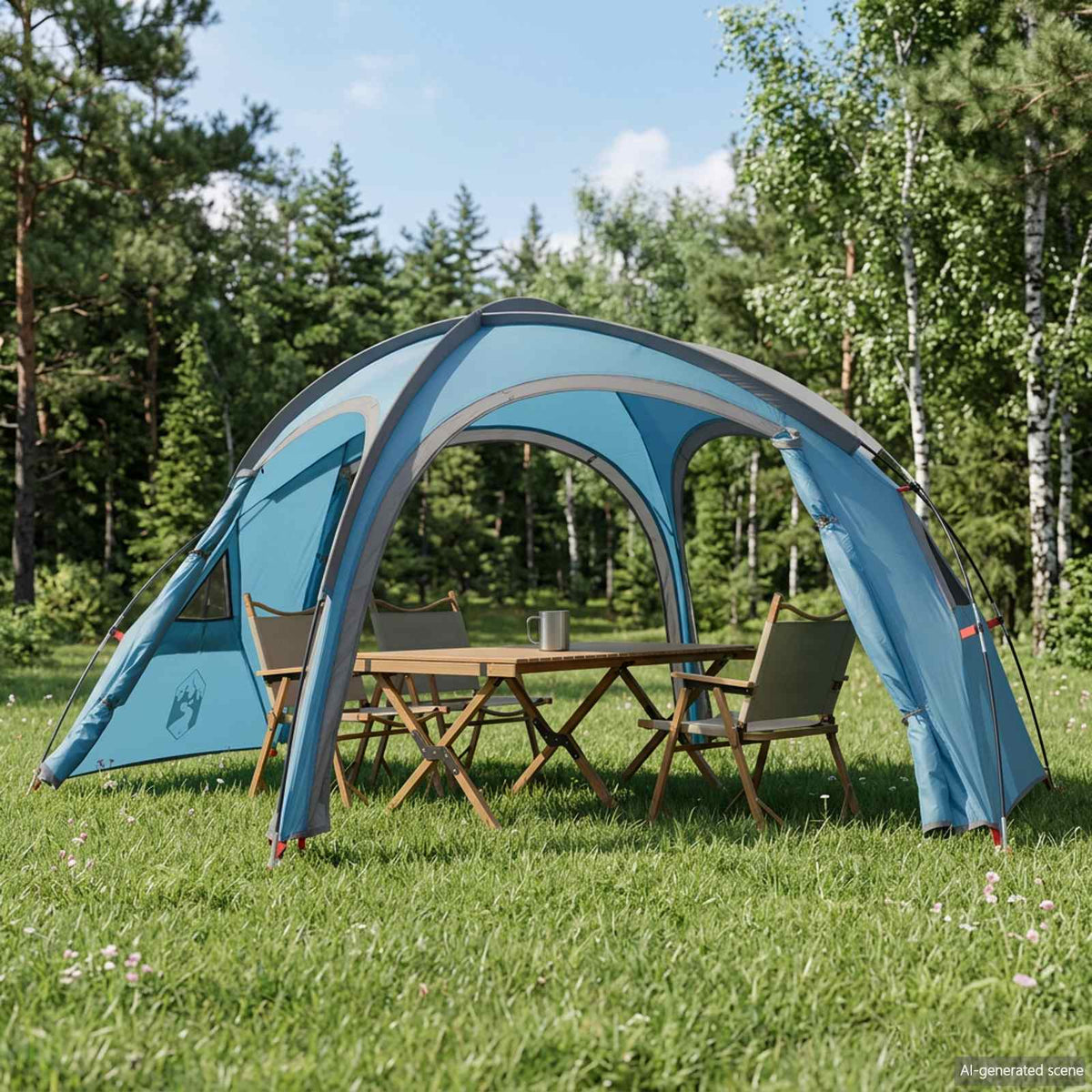 Vidaxl trekkingtent met regenhoes waterdicht 2-persoons blauw