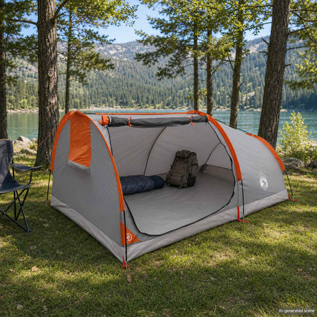 Vidaxl hiking tent waterdicht 2-persoons grijs en oranje