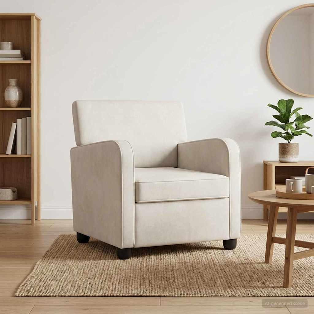 Vidaxl fauteuil crèmekleurig fluweel
