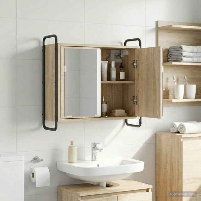 Vidaxl hangend badkamerkast sonoma eiken 64 x 20 x 56,5 cm