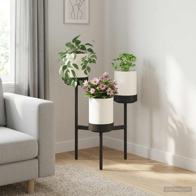 Vidaxl bloemenstand wit 54 x 49 x 81 cm pp en staal