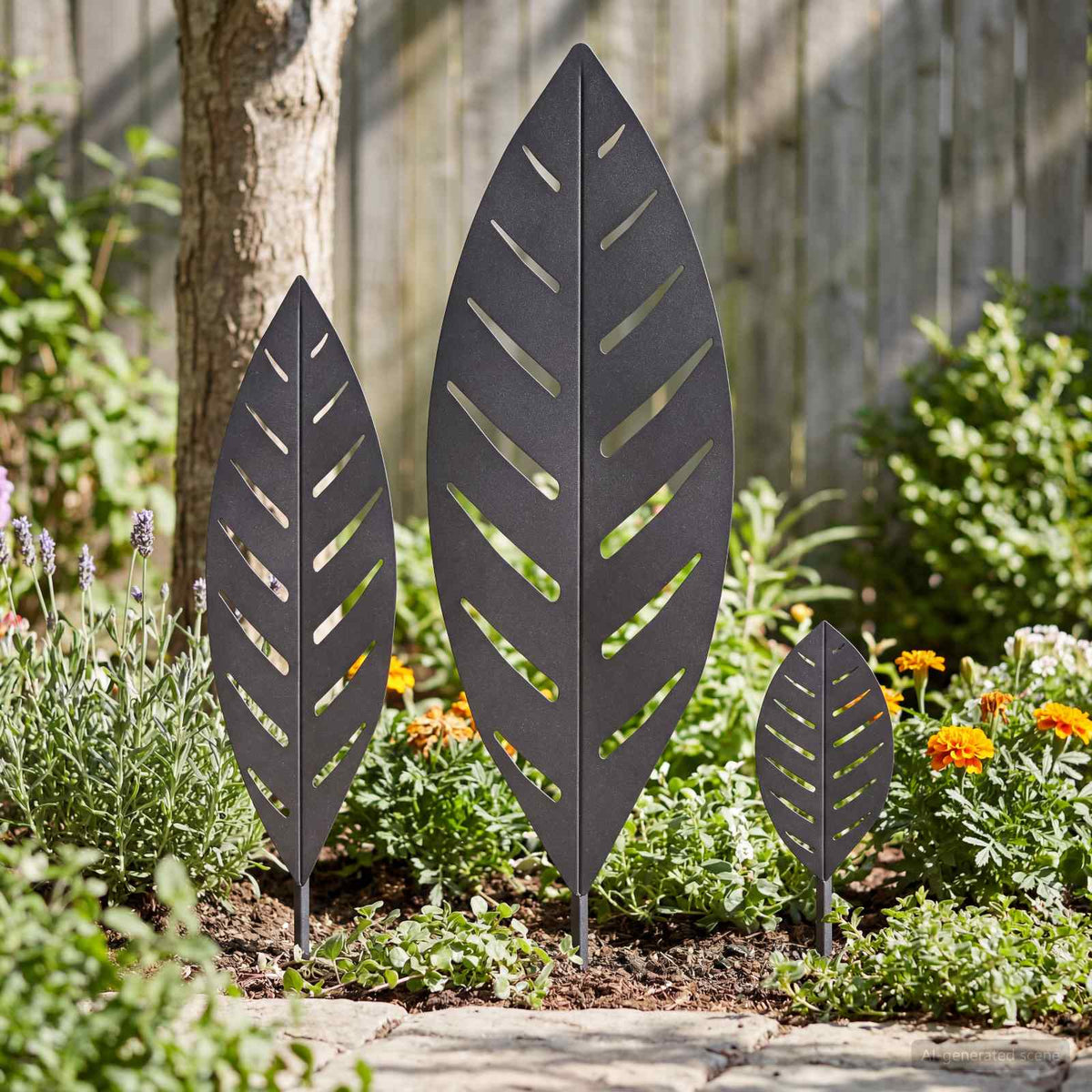 Vidaxl tuinstekers 3 st 116,5 x 35 x 3 cm zwart staal