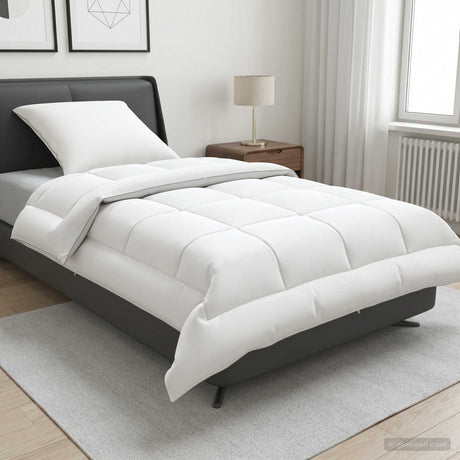 Vidaxl dekbed en kussen set 2 st 140x200 cm zomer 200 gsm wol wit