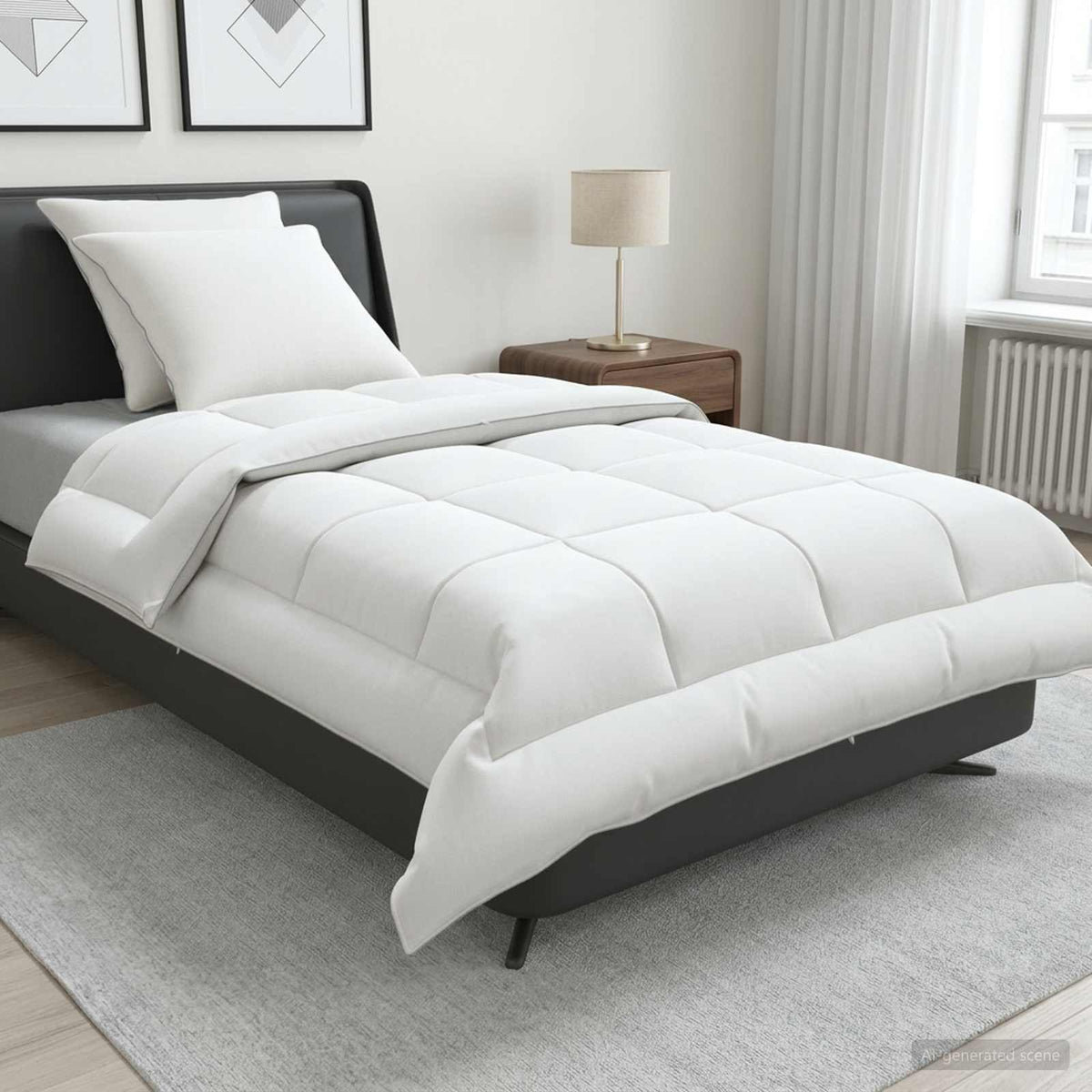 Vidaxl dekbed en kussen set 3 st 135x220 cm zomer 140 gsm wol wit