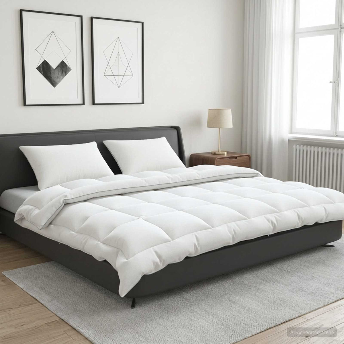Vidaxl dekbed en kussen set 3 st 200x200 cm winter 450 gsm wol wit