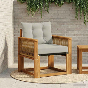 Vidaxl outdoor middle sofa massief acaciahout en textilene