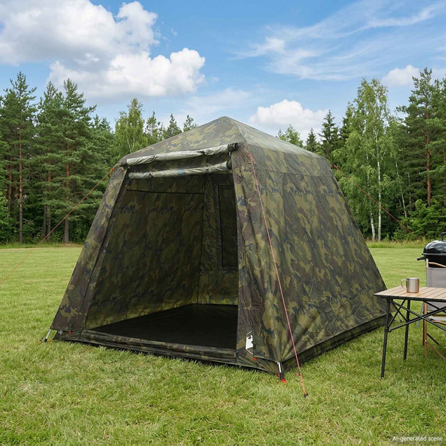 Vidaxl vis tent snelle vrijgave 4-persoons lichte camouflage