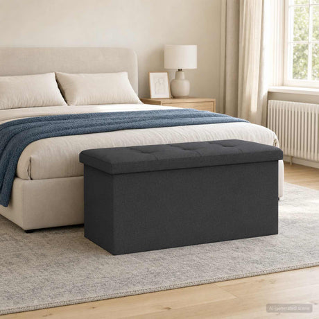 Vidaxl vouwbare opbergbank donkergrijs 180 kg 80 l 77 x 38 x 38 cm