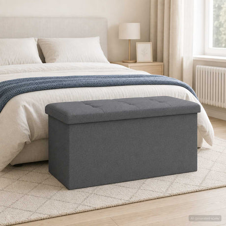 Vidaxl vouwbare opbergbank lichtgrijs 180 kg 80 l 77 x 38 x 38 cm