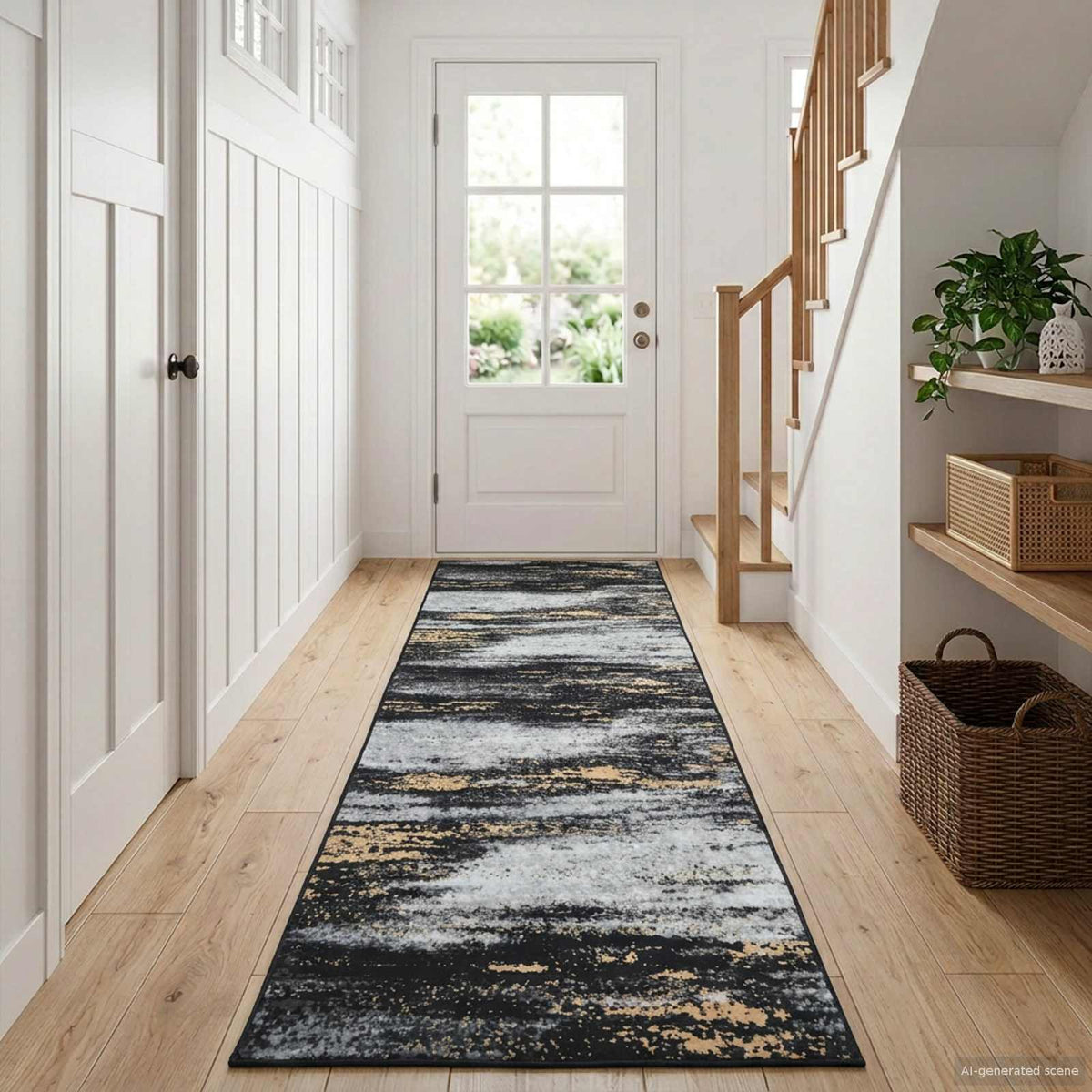Vidaxl vloerkleedloper lesaka zwart en goud 100 x 300 cm