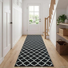 Vidaxl vloerkleedloper lesaka zwart en wit 50 x 150 cm diamantvelours