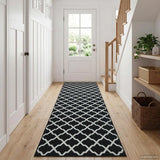 Vidaxl vloerkleedloper lesaka zwart en wit 100 x 300 cm diamantvelours