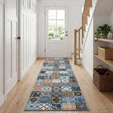 Vidaxl vloerkleedloper oriz 1150 gsm blauw 100% polyestervilt