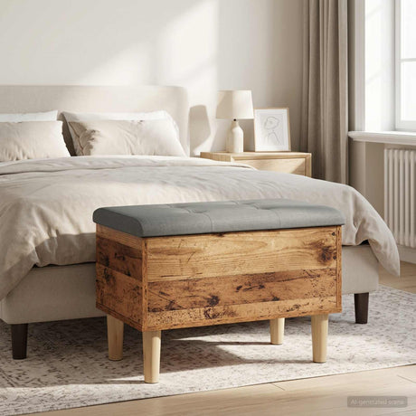 Vidaxl opbergbank met kussen eikenhout 62 x 42 x 46 cm bewerkt hout