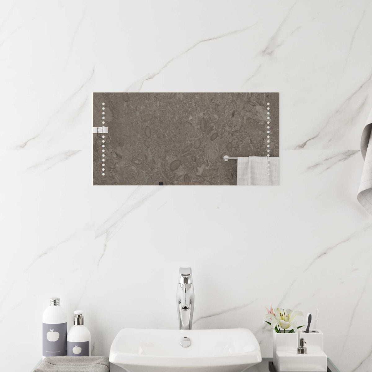Vidaxl led badkamer spiegel doorzichtig 60 x 30 cm gehard glas