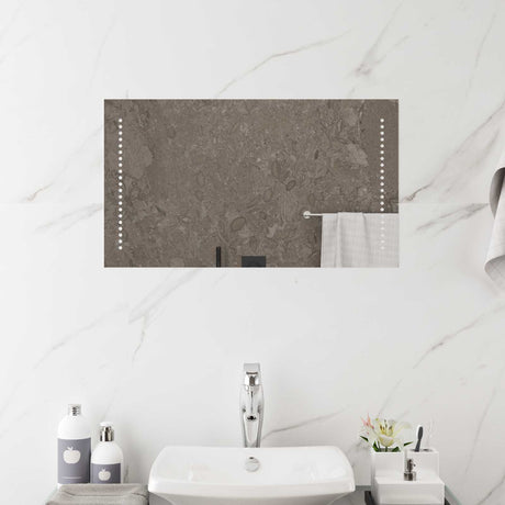 Vidaxl led badkamer spiegel doorzichtig 70 x 40 cm gehard glas