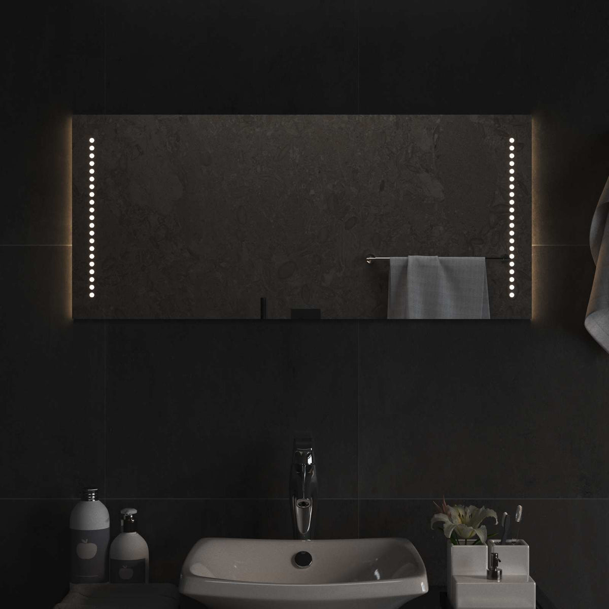 Vidaxl led badkamer spiegel doorzichtig 90 x 40 cm gehard glas