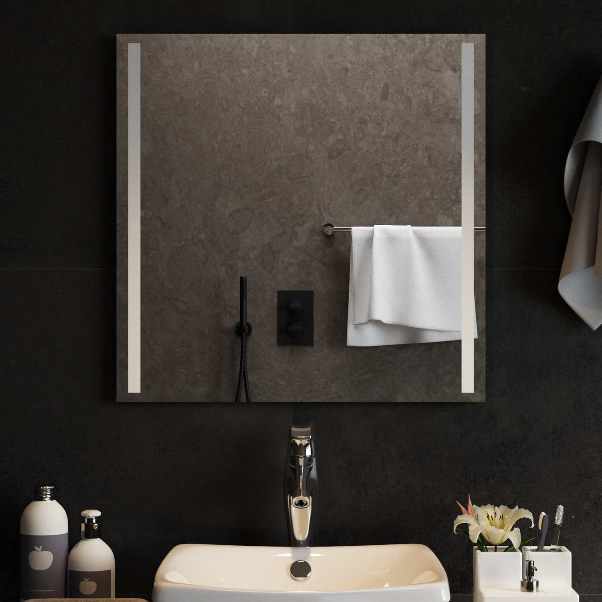 Vidaxl led badkamer spiegel transparant 60 x 60 cm gehard glas