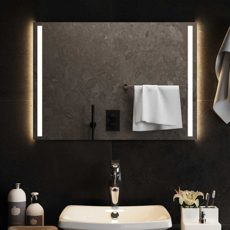 Vidaxl led badkamer spiegel transparant 70 x 50 cm gehard glas