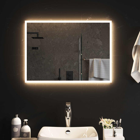 Vidaxl led badkamer spiegel transparant 70 x 50 cm gehard glas