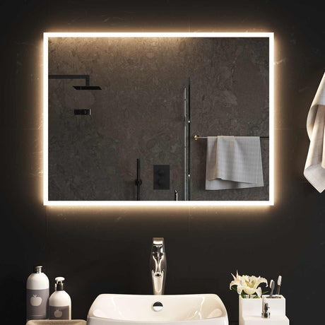 Vidaxl led badkamer spiegel transparant 80 x 60 cm gehard glas