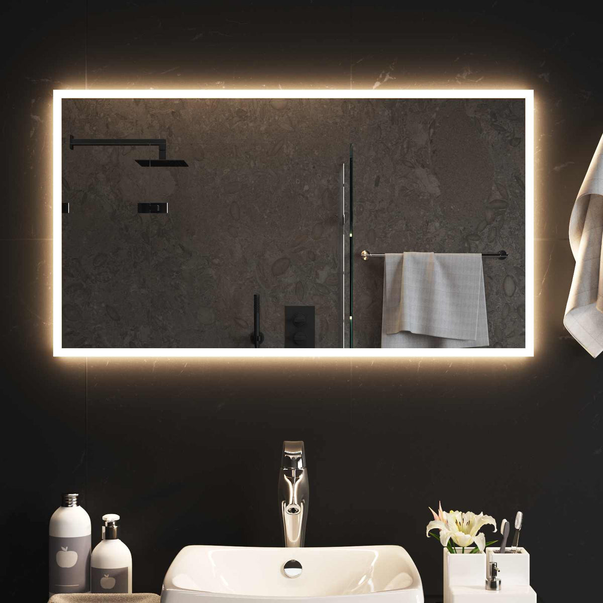 Vidaxl led badkamer spiegel transparant 90 x 50 cm gehard glas