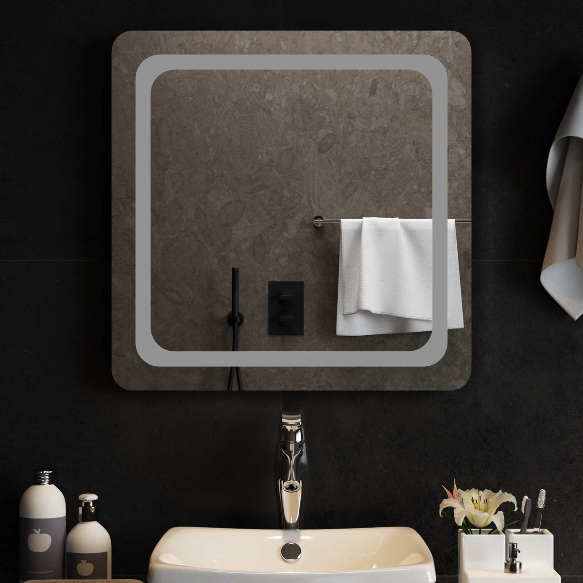 Vidaxl led badkamer spiegel transparant 60 x 60 cm gehard glas