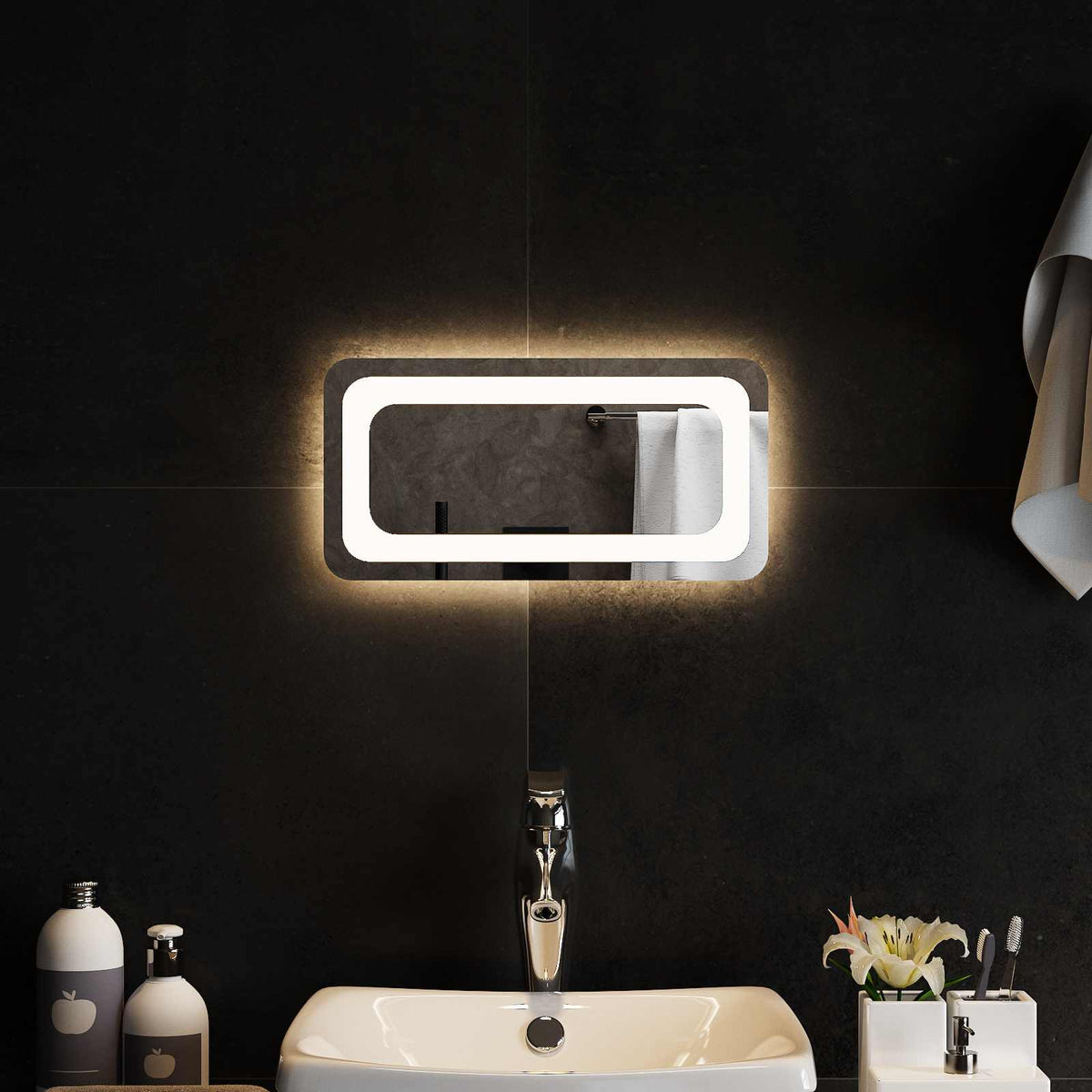 Vidaxl led badkamer spiegel transparant 40 x 20 cm gehard glas