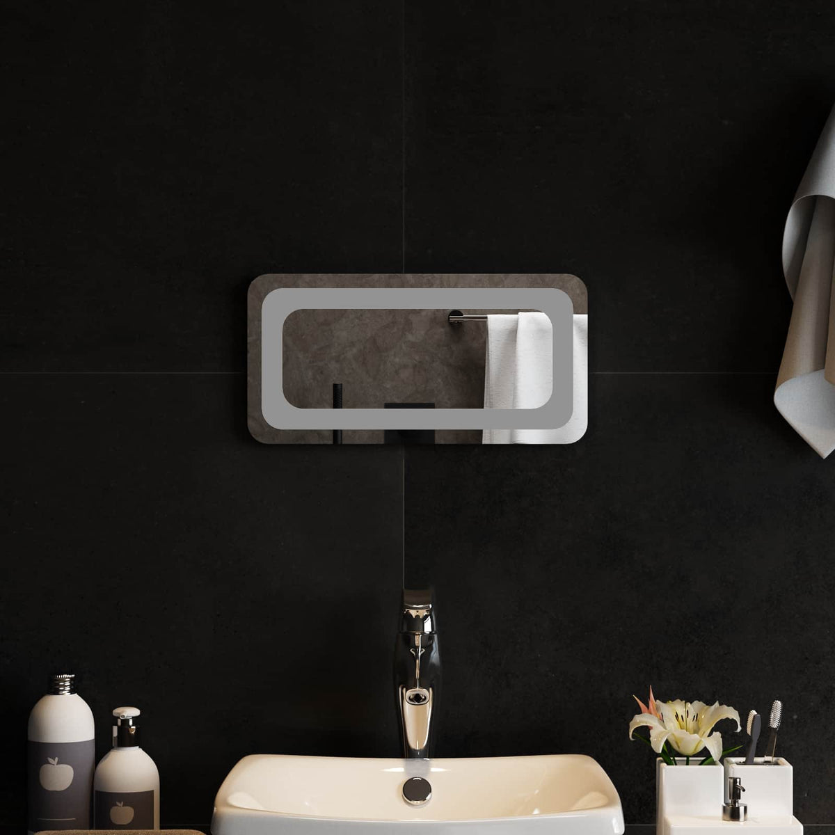 Vidaxl led badkamer spiegel transparant 40 x 20 cm gehard glas