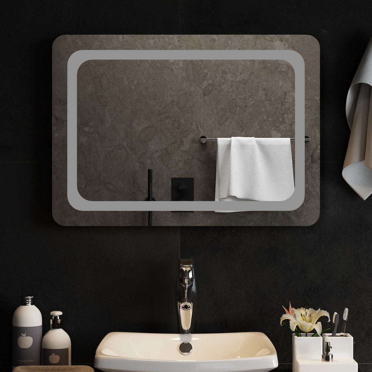 Vidaxl led badkamer spiegel transparant 70 x 50 cm gehard glas
