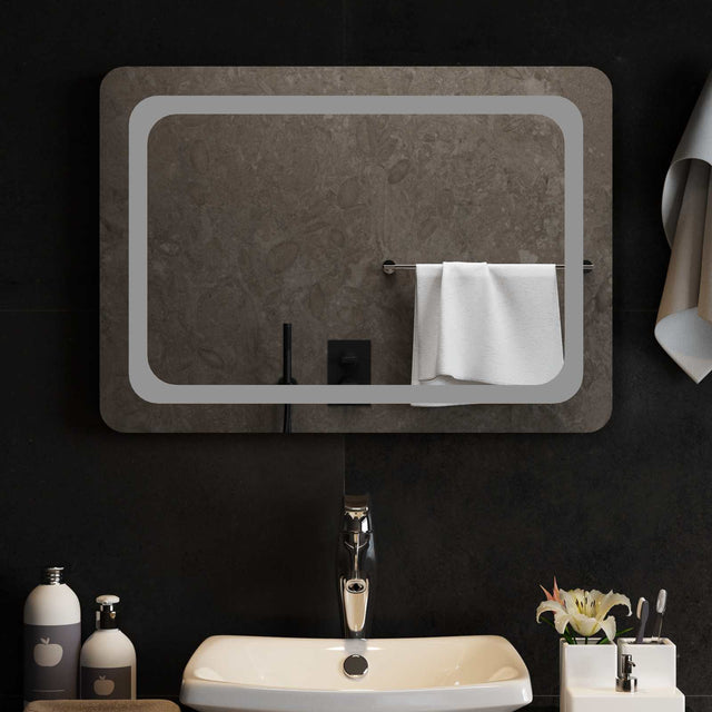 Vidaxl led badkamer spiegel transparant 70 x 50 cm gehard glas